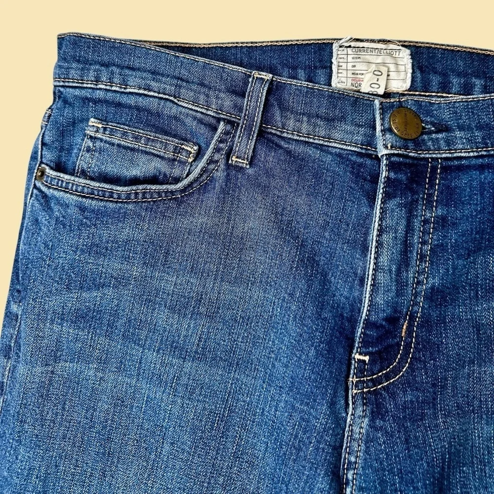 Current/Elliott ‘Propeller’ Relaxed Straight Fit Cropped Released Hem Jeans 30